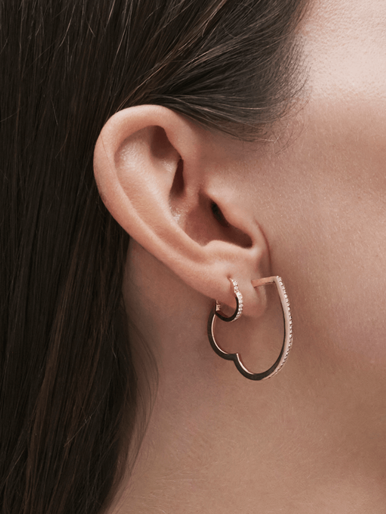 REPOSSI Antifer ハート スモール フープ ピアス（約1.5×1.2cm）