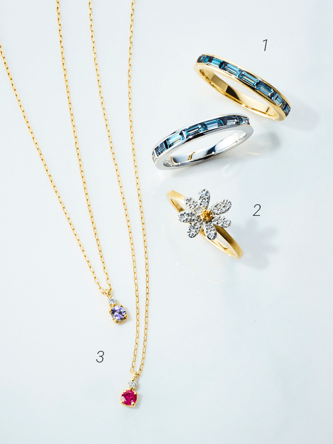 宝石のカラーグラデーション