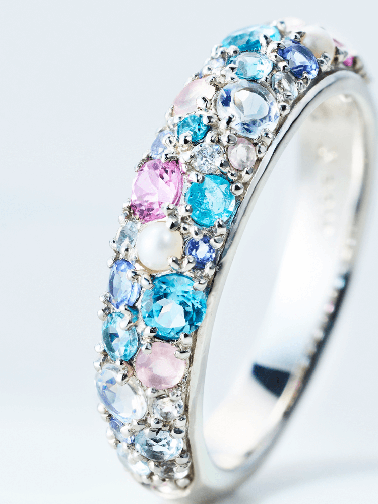 マルチカラージュエル K10/K18/PTパヴェリング・スノールナブーケ（6～16号）