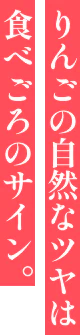 りんごの自然なツヤは食べごろのサイン。