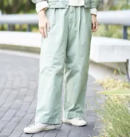 タッサー織りっぱ製品染タックワイドパンツ