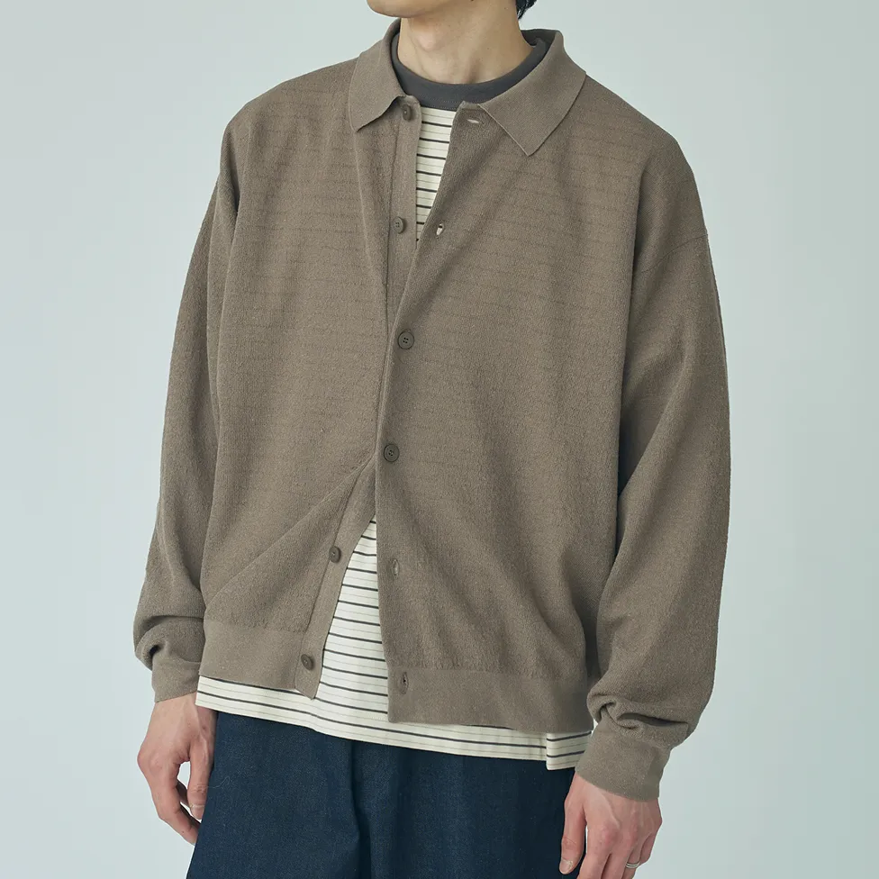 ハーフミラノニット 衿付きニットカーディガン オーシバル