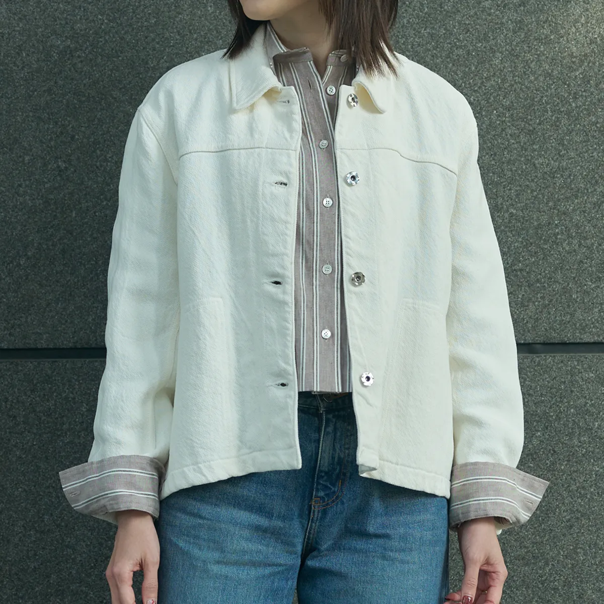 強撚和紙綾織りシャツジャケット オスロ―