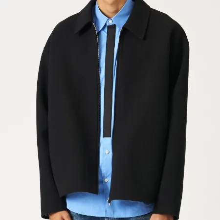 ウールカシミアメルトンジップコート