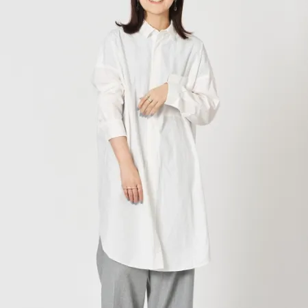 クリスプライトコットン　レイヤードロングシャツ