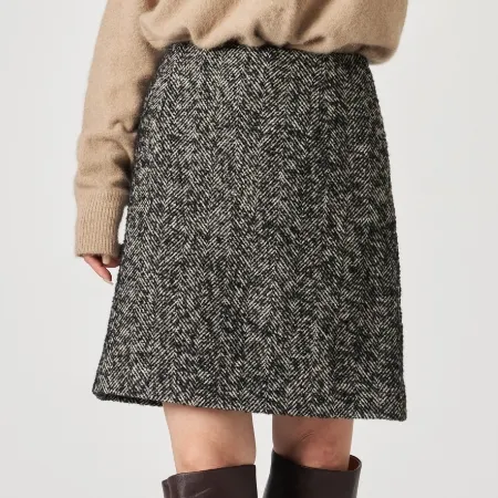 ウール混ループツイードミニスカート